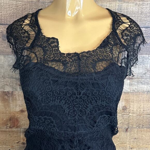 Free People Intimately Peek-A-Boo Slip Dress Black Eyelash Lace Size Small - Picture 2 of 11